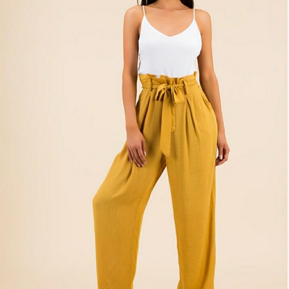 Last L! Paper-Bag Waist One Piece Jumpsuit - Picture 4 of 4